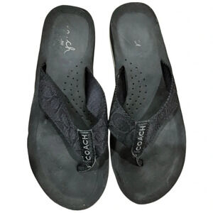 Coach Black Flip Flop Sandals size 6.5 Signature C